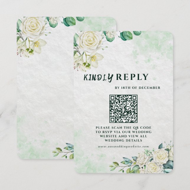 Elegant Organic Modern Wedding RSVP Card  OSA Kort (Fram/baksida)