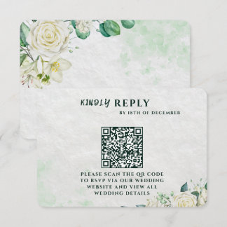 Elegant Organic Modern Wedding RSVP Card  OSA Kort