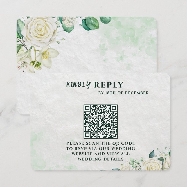 Elegant Organic Modern Wedding RSVP Card  OSA Kort (Fram/baksida)