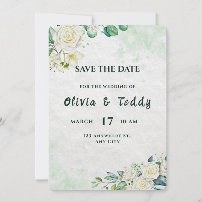 Elegant Organic Modern Wedding Save The Date Spara Datumet (Framsida)