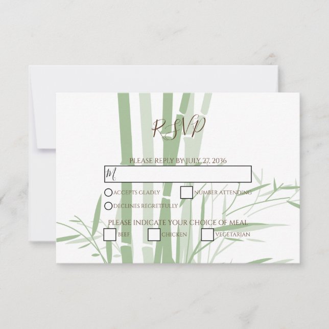 Elegant Oriental Bamboo Bröllop OSA Cards (Framsida)