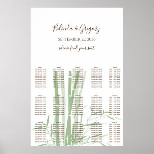 Elegant Oriental Bamboo Bröllop Seite Chart Poster