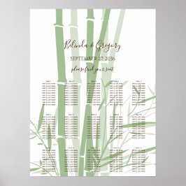 Elegant Oriental Bamboo Bröllop Seite Chart Poster
