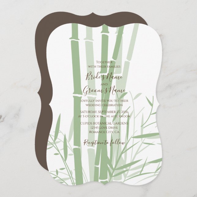 Elegant Oriental Bamboo bröllopsinbjudningar Inbjudningar (Fram/baksida)