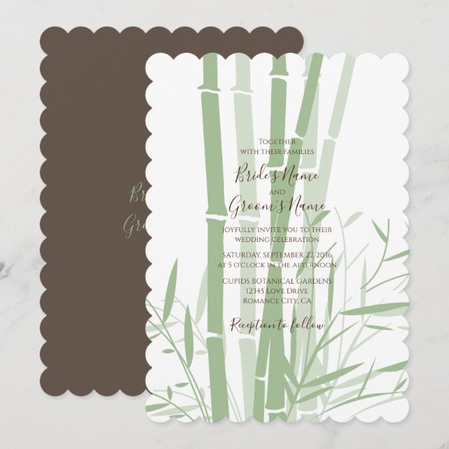 Elegant Oriental Bamboo bröllopsinbjudningar Inbjudningar (Fram/baksida)