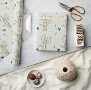 Elegant Oriental Bamboo Crane Gift Presentpapper