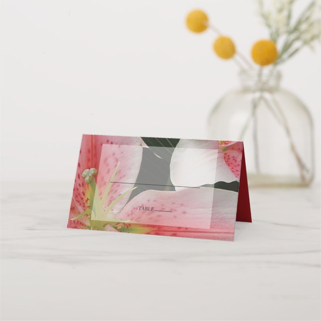 Elegant Oriental Lilies Bröllop Place Card Placeringskort (Framsida)