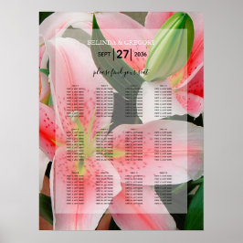 Elegant Oriental Lilies Bröllop Sittdiagram Poster