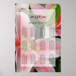 Elegant Oriental Lilies Bröllop Sittdiagram Poster