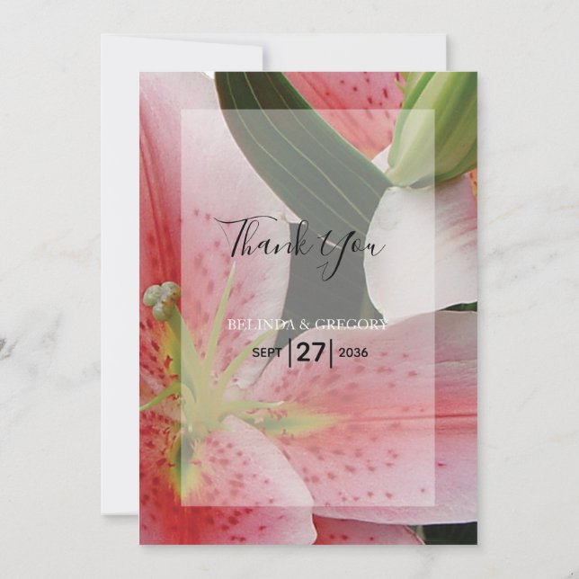 Elegant Oriental Lilies Bröllop - tackkort Tack Kort (Baksida)