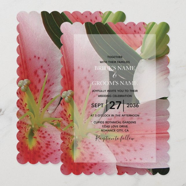 Elegant Oriental Lilies Wedding Investigations Inbjudningar (Fram/baksida)