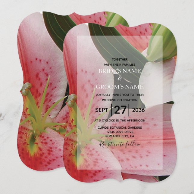 Elegant Oriental Lilies Wedding Investigations Inbjudningar (Fram/baksida)