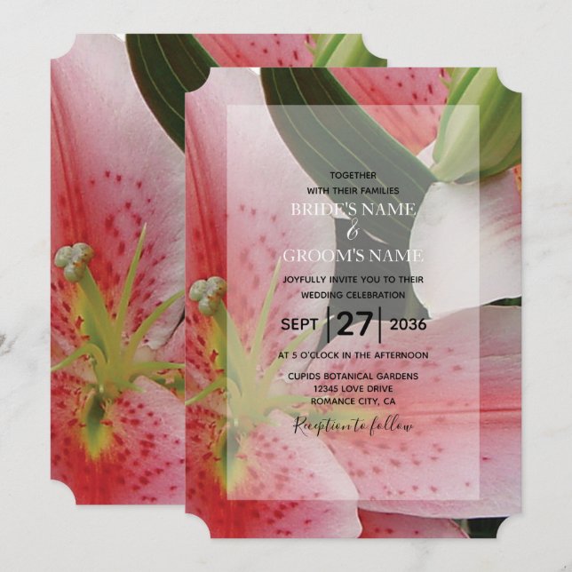 Elegant Oriental Lilies Wedding Investigations Inbjudningar (Fram/baksida)
