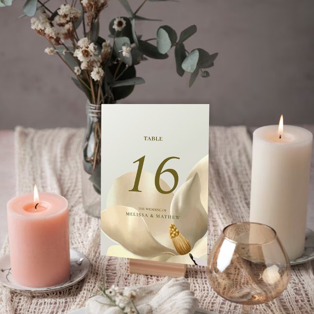 Elegant Oriental Magnolia Bröllop Bordsnummer (Elegant Oriental Magnolia Wedding Table Number)