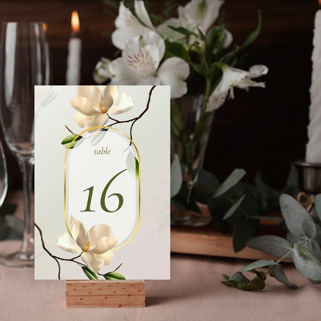 Elegant Oriental Magnolia Bröllop Bordsnummer (Elegant Oriental Magnolia Wedding Table Number)