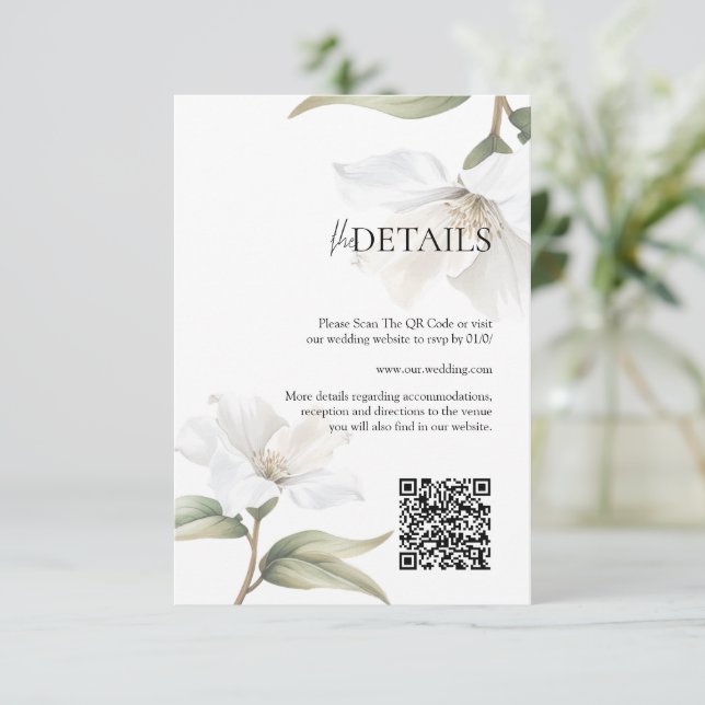Elegant Oriental Magnolia Wedding Tilläggskort (Stående Fram)