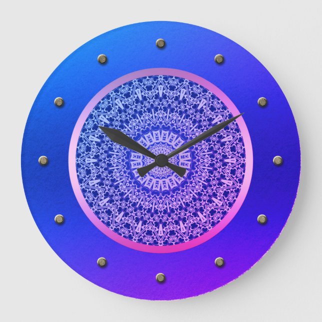 Elegant, Oriental mönster, modern Large Clock Stor Klocka (Framsida)