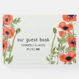 Elegant Oriental Orange Poppy Flowers Gästböcker