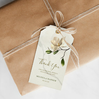 Elegant Oriental White Magnolia Wedding Favor Presentetikett