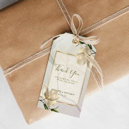 Elegant Oriental White Magnolia Wedding Favor Presentetikett