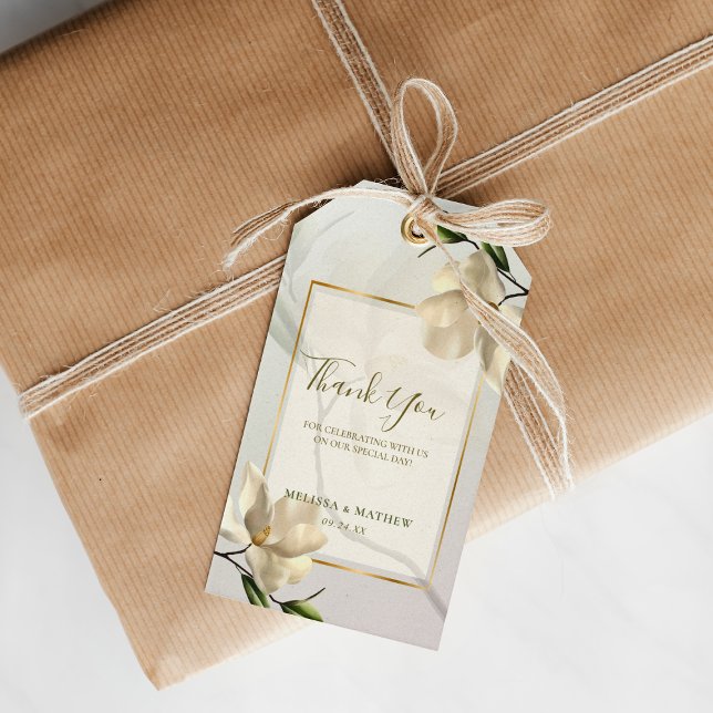 Elegant Oriental White Magnolia Wedding Favor Presentetikett (Elegant Oriental White Magnolia Wedding Favor Gift Tags)