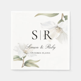 Elegant Oriental White Magnolia Wedding  Pappersservett