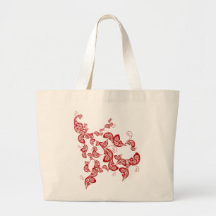 Elegant orientalisk chic kinesisk röd blom- jumbo tygkasse