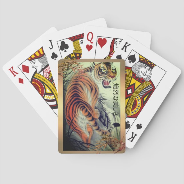 Elegant orientalisk tiger som leker kort casinokort (Baksidan)