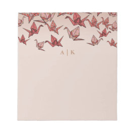 Elegant Origami Papper Crane Red Monogram Anteckningsblock