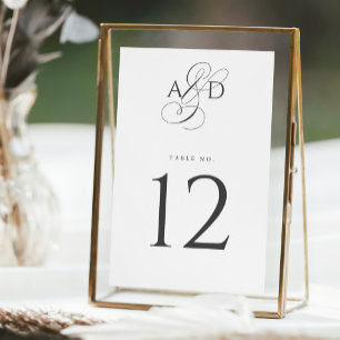 Elegant Originalskript Monogram Classic Bröllop Bordsnummer