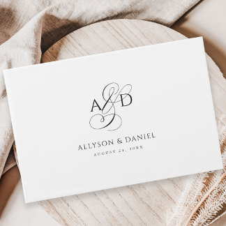 Elegant Originalskript Monogram Classic Bröllop Gästböcker