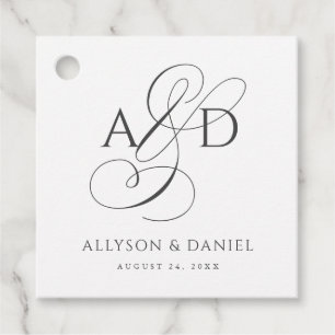 Elegant Originalskript Monogram Classic Bröllop Gåvor Etiketter