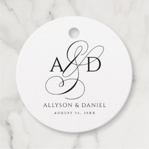 Elegant Originalskript Monogram Classic Bröllop Gåvor Etiketter