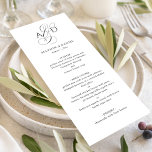 Elegant Originalskript Monogram Classic Bröllop Meny<br><div class="desc">Elegant Initial Script Monogram Classic Bröllop Menu har utmärkta klassiska typografier parade med en elegant skriptampersand.</div>