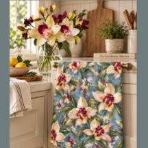 Elegant orkidé blomsterduk för köket | Stugköksinr