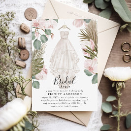 Elegant orkidé Boho torra blad bröllopsdusch Inbjudningar