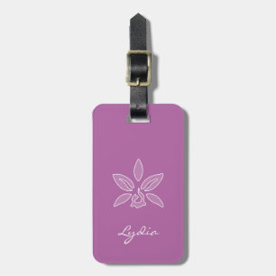 Elegant orkidé Enkel djärv lila blomma med namn Bagagebricka
