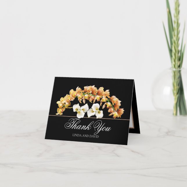 Elegant Orkidé & Lilja Botanisk Vacker Tack Kort (Framsida)