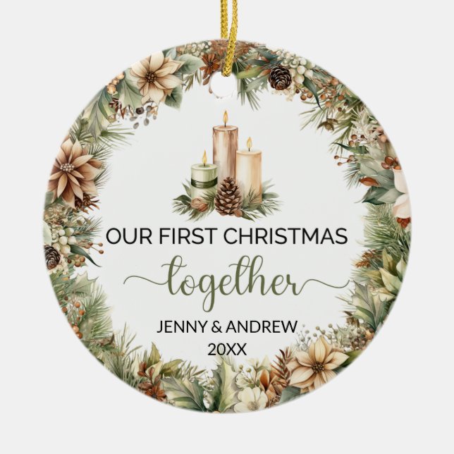 Elegant örliga toner Vår första jul Julgransprydnad Keramik (Framsidan)