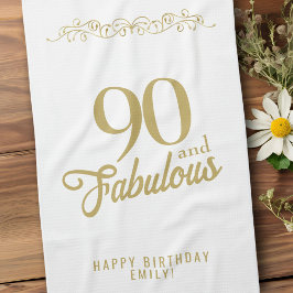 Elegant Ornament 90 och Fabulous 90:e Birthday Kökshandduk