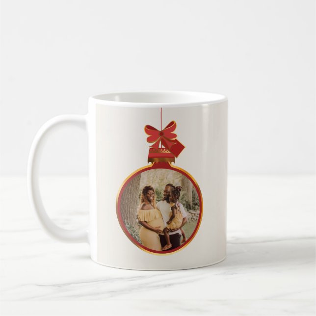 Elegant Ornament God jul Red Guld Photo Kaffemugg (Vänster)