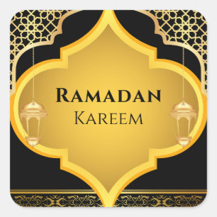 Elegant Ornament Islamic Ramadan Kareem Stickers Fyrkantigt Klistermärke