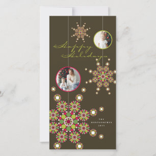 Elegant Ornament Stars Glad helg Photo Julkort