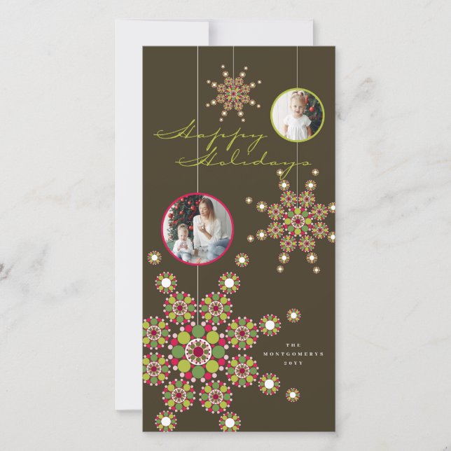 Elegant Ornament Stars Glad helg Photo Julkort (Framsida)
