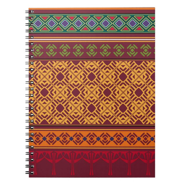 Elegant Ornamental Afrika: Indiska Etniska Mönster Anteckningsbok (Framsidan)