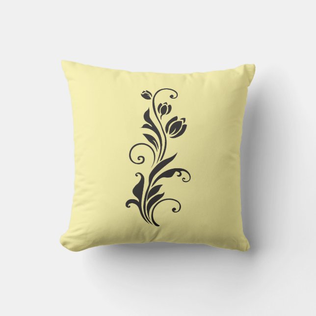Elegant Ornamental Floral Flower Art Kudde (Framsida)