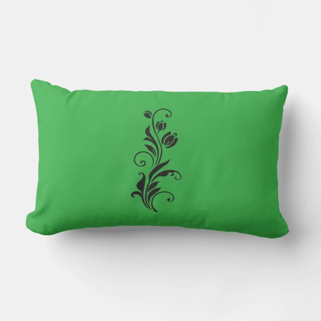 Elegant Ornamental Floral Flower Art Lumbarkudde (Framsida)