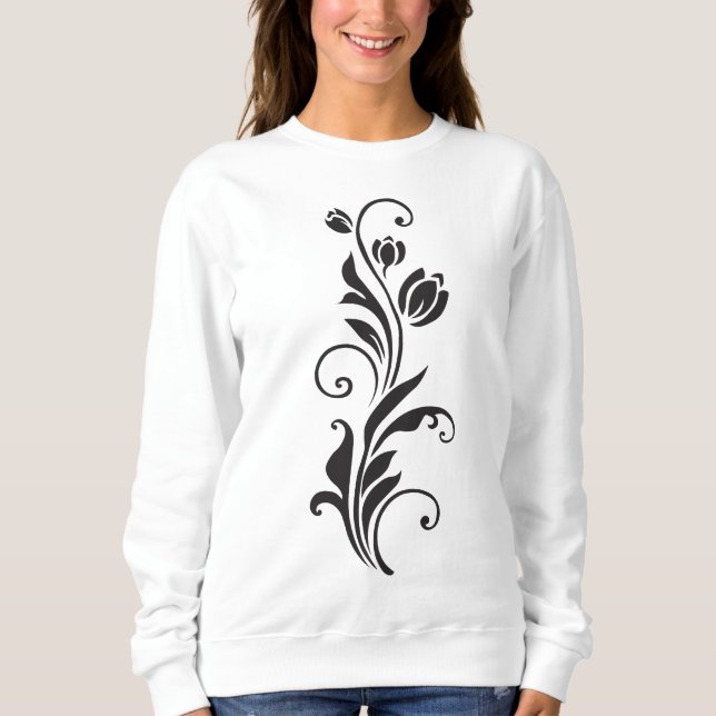 Elegant Ornamental Floral Flower Art T Shirt (Framsida)