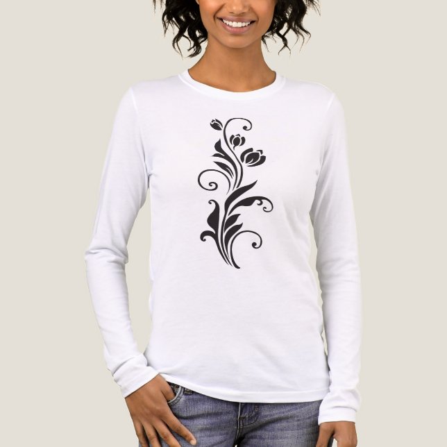 Elegant Ornamental Floral Flower Art T Shirt (Framsida)
