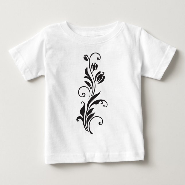 Elegant Ornamental Floral Flower Art T Shirt (Framsida)
